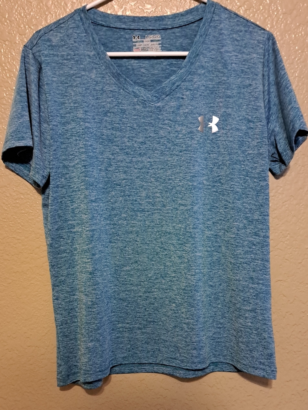 Lot Of 2 Under Armour Heat Gear- Blue Heather- Gray Heather Performance Tee - Picture 13 of 13